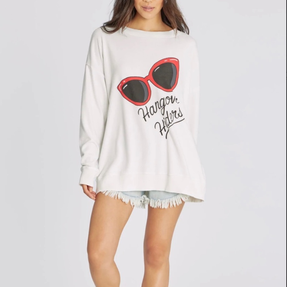 NWT Wildfox Hangover Hiders Roadtrip Terry Sweatshirt XS OVERSIZED